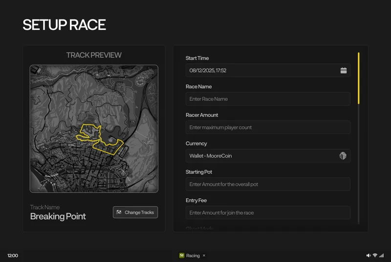 Race lobby and event listing