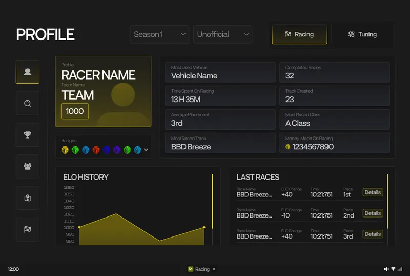 Race search and filtering