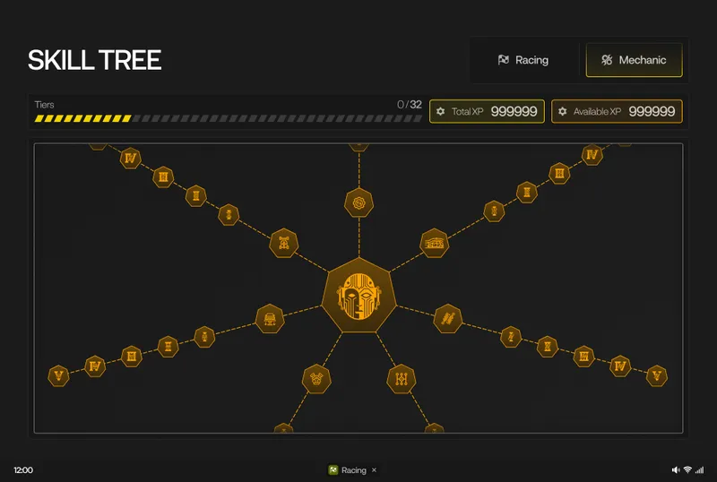 Racing and mechanic skill tree